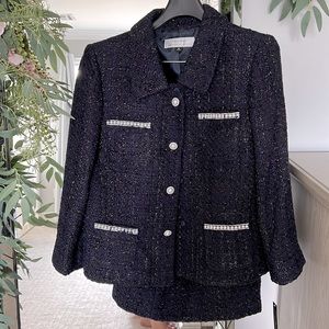 Tahari blue skirt suit